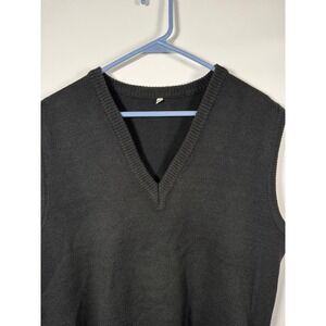 Vintage YSL Black V‎ Neck Knit Vest Sweater Mens Size 46 80s